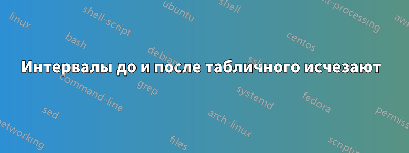 Интервалы до и после табличного исчезают 