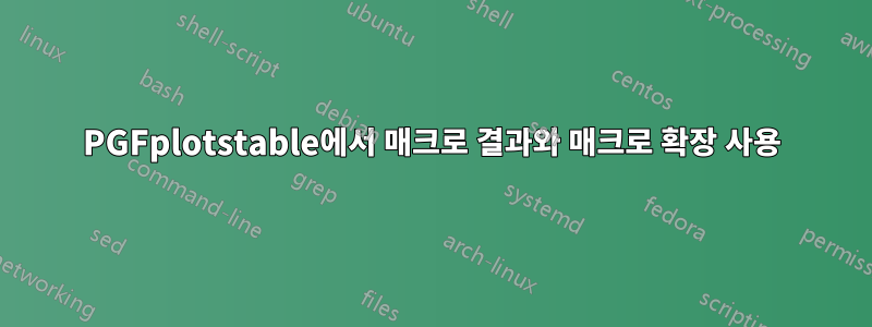 PGFplotstable에서 매크로 결과와 매크로 확장 사용