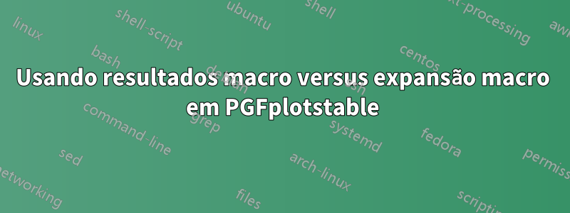 Usando resultados macro versus expansão macro em PGFplotstable