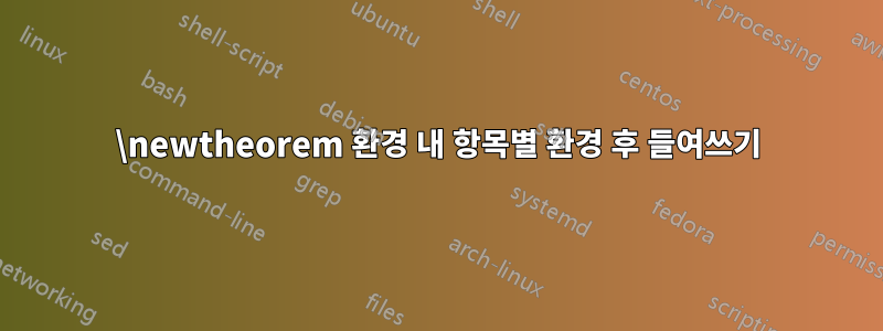 \newtheorem 환경 내 항목별 환경 후 들여쓰기