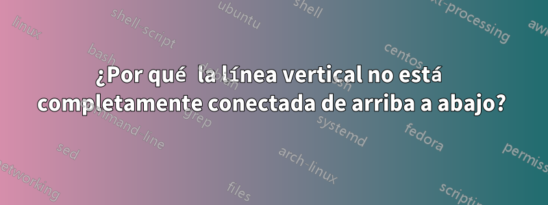 ¿Por qué la línea vertical no está completamente conectada de arriba a abajo?