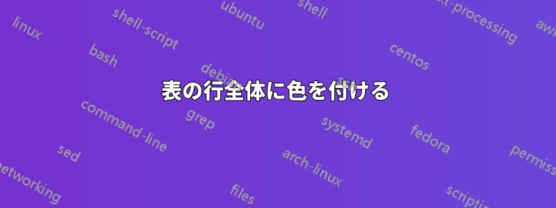 表の行全体に色を付ける