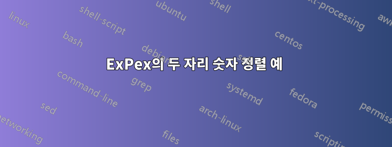 ExPex의 두 자리 숫자 정렬 예