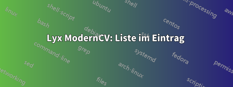 Lyx ModernCV: Liste im Eintrag