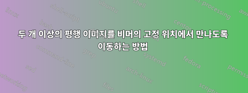 두 개 이상의 평행 이미지를 비머의 고정 위치에서 만나도록 이동하는 방법