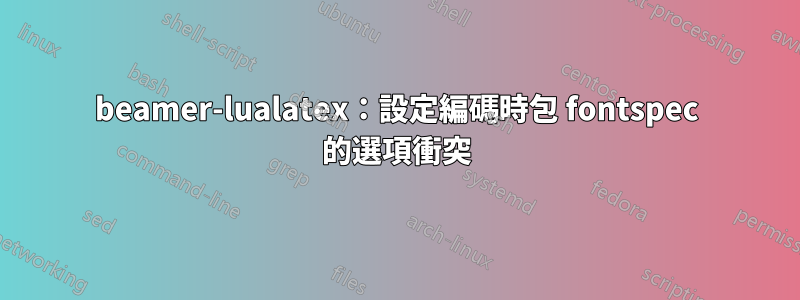 beamer-lualatex：設定編碼時包 fontspec 的選項衝突