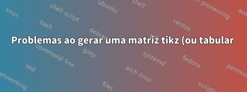 Problemas ao gerar uma matriz tikz (ou tabular) usando \pgfplotstableforeachcolumn