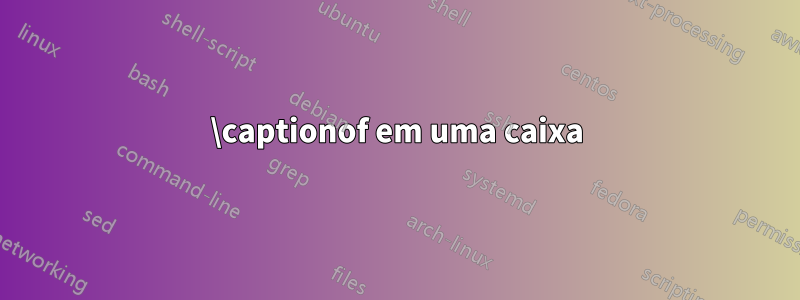 \captionof em uma caixa