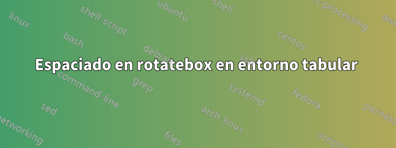 Espaciado en rotatebox en entorno tabular