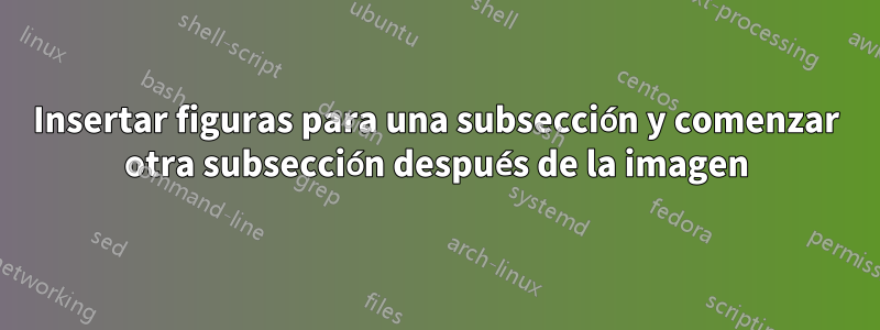 Insertar figuras para una subsección y comenzar otra subsección después de la imagen