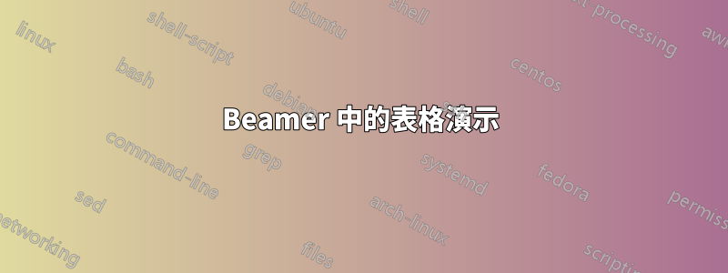 Beamer 中的表格演示