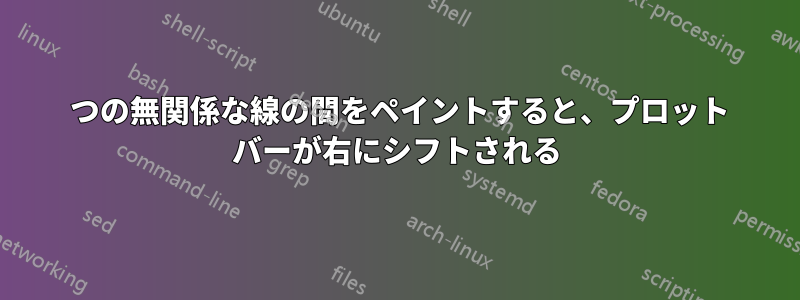 2 つの無関係な線の間をペイントすると、プロット バーが右にシフトされる