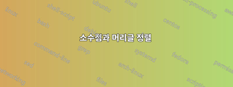 소수점과 머리글 정렬