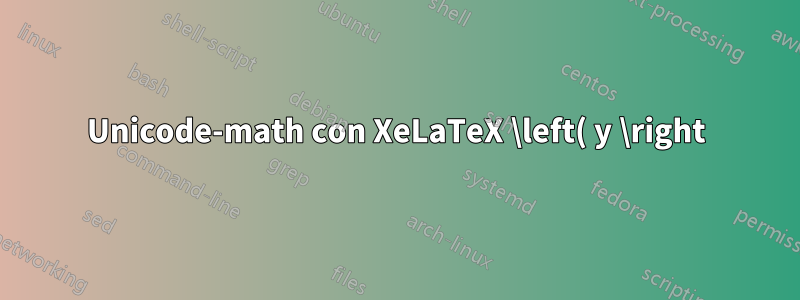 Unicode-math con XeLaTeX \left( y \right) no se representa correctamente