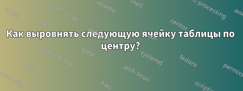 Как выровнять следующую ячейку таблицы по центру?