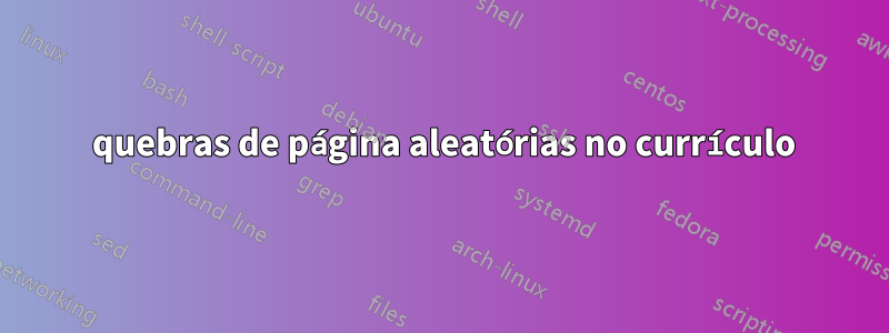 2 quebras de página aleatórias no currículo