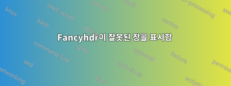 Fancyhdr이 잘못된 장을 표시함
