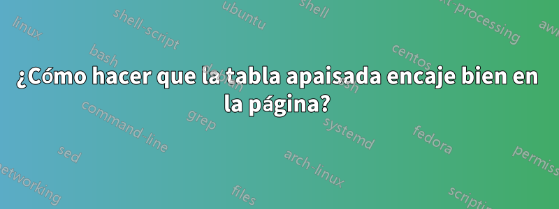 ¿Cómo hacer que la tabla apaisada encaje bien en la página?