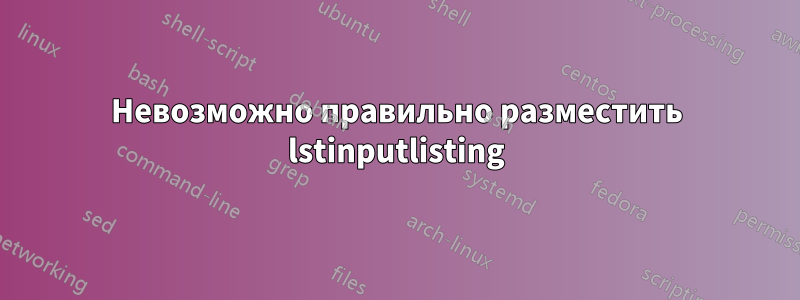 Невозможно правильно разместить lstinputlisting