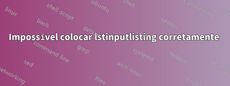 Impossível colocar lstinputlisting corretamente