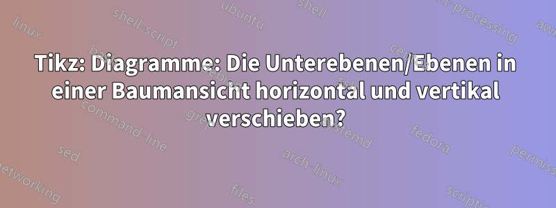 Tikz: Diagramme: Die Unterebenen/Ebenen in einer Baumansicht horizontal und vertikal verschieben?