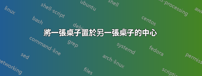將一張桌子置於另一張桌子的中心