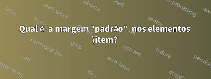 Qual é a margem "padrão" nos elementos \item?