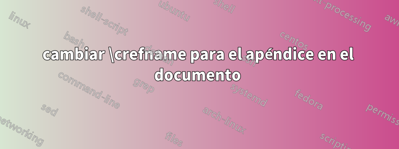 cambiar \crefname para el apéndice en el documento