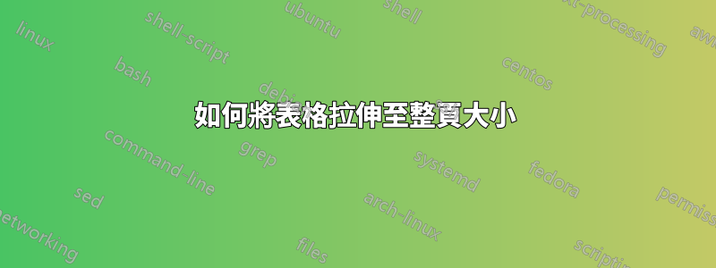 如何將表格拉伸至整頁大小