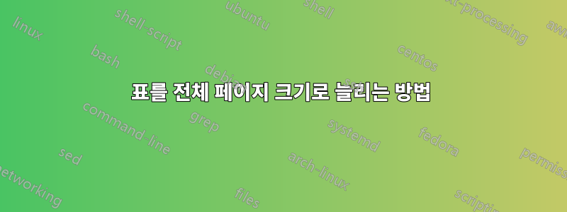 표를 전체 페이지 크기로 늘리는 방법