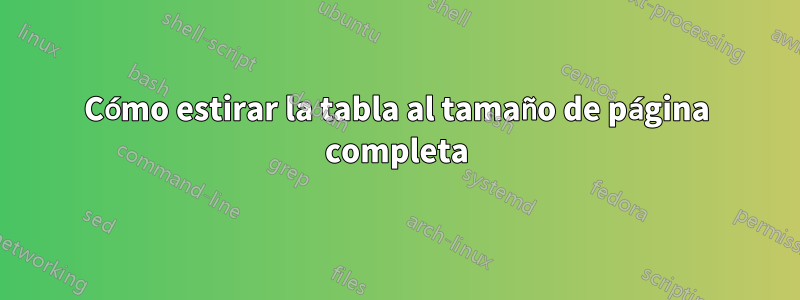 Cómo estirar la tabla al tamaño de página completa