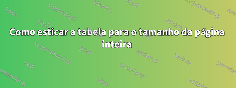 Como esticar a tabela para o tamanho da página inteira