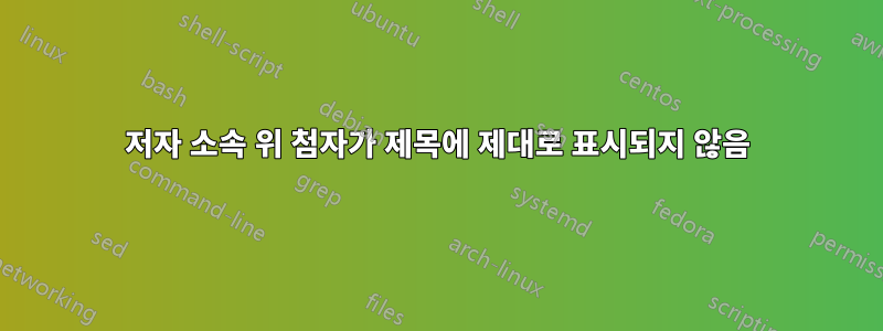 저자 소속 위 첨자가 제목에 제대로 표시되지 않음