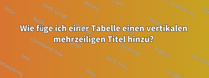 Wie füge ich einer Tabelle einen vertikalen mehrzeiligen Titel hinzu?