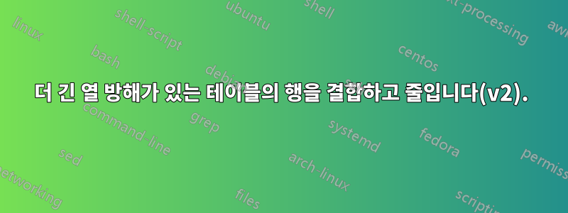 더 긴 열 방해가 있는 테이블의 행을 결합하고 줄입니다(v2).