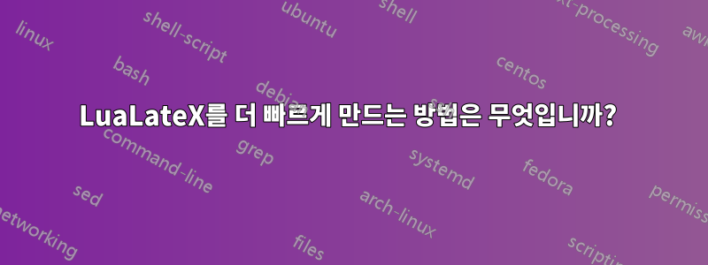 LuaLateX를 더 빠르게 만드는 방법은 무엇입니까? 