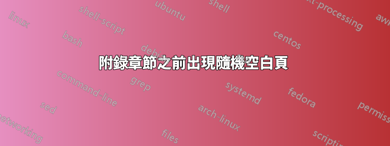 附錄章節之前出現隨機空白頁