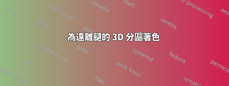 為遠離腿的 3D 分區著色
