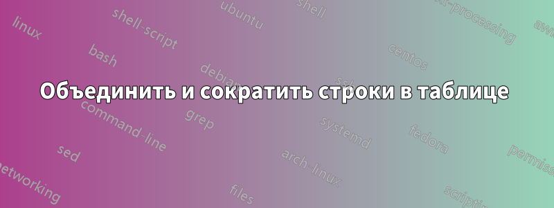 Объединить и сократить строки в таблице
