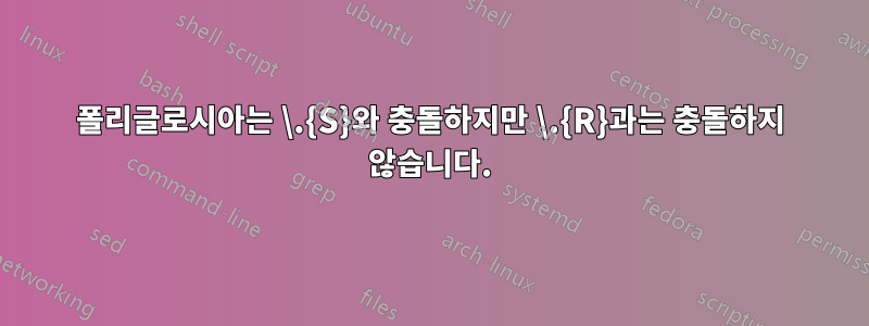 폴리글로시아는 \.{S}와 충돌하지만 \.{R}과는 충돌하지 않습니다.