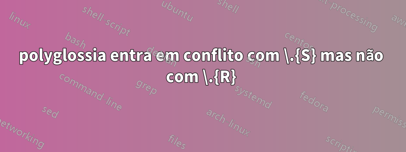 polyglossia entra em conflito com \.{S} mas não com \.{R}