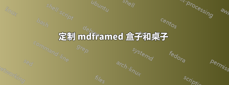 定制 mdframed 盒子和桌子
