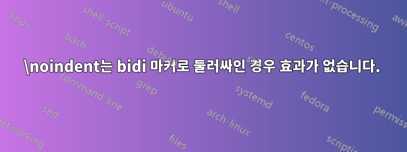 \noindent는 bidi 마커로 둘러싸인 경우 효과가 없습니다.