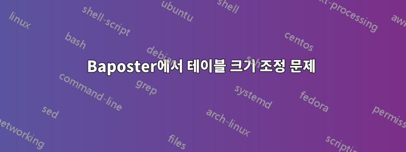 Baposter에서 테이블 크기 조정 문제