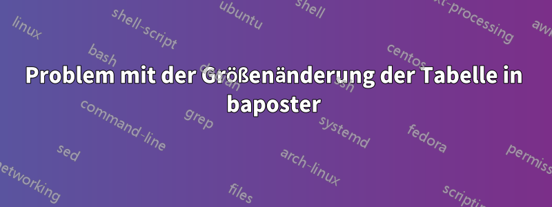Problem mit der Größenänderung der Tabelle in baposter