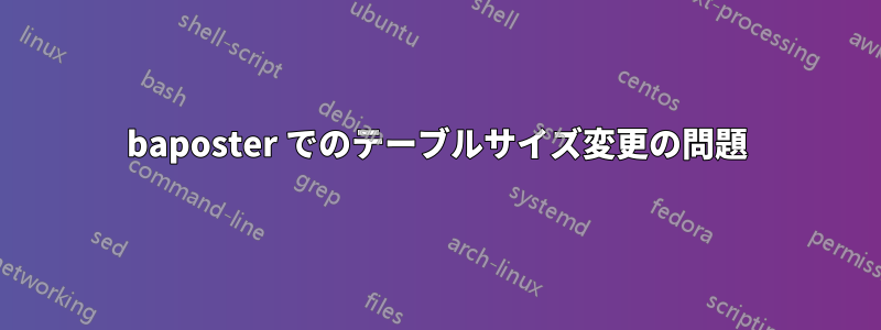 baposter でのテーブルサイズ変更の問題