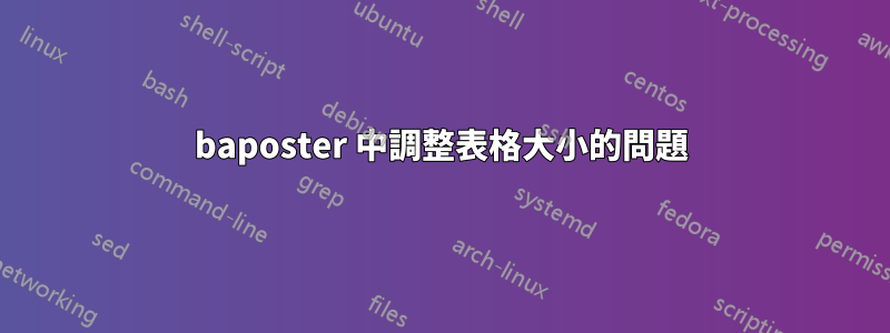 baposter 中調整表格大小的問題