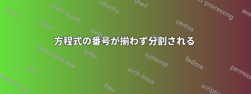 方程式の番号が揃わず分割される