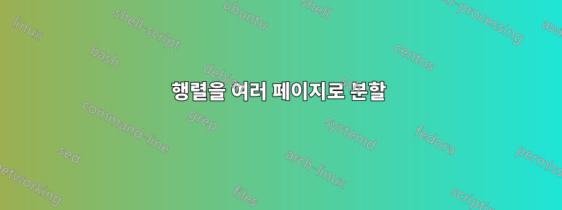 행렬을 여러 페이지로 분할