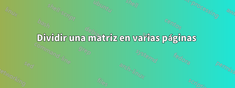 Dividir una matriz en varias páginas